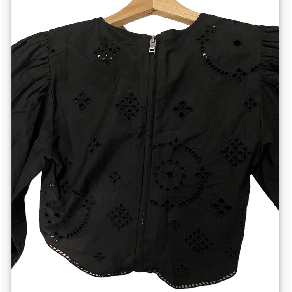 NWT GANNI Cropped broderie anglaise cotton blouse Sz 32.Equivalent toUS XXS or 0 - Picture 12 of 13